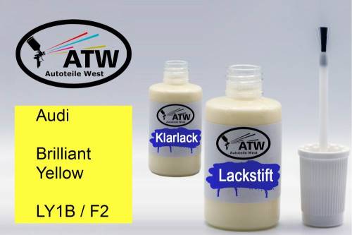 Audi, Brilliant Yellow, LY1B / F2: 20ml Lackstift + 20ml Klarlack - Set, von ATW Autoteile West.